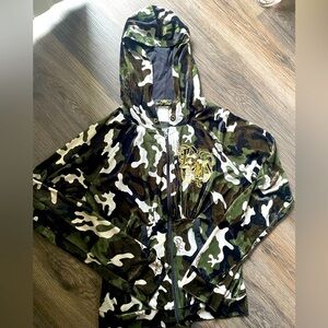 Baby Phat Y2K Green and Black Camouflage Hoodie